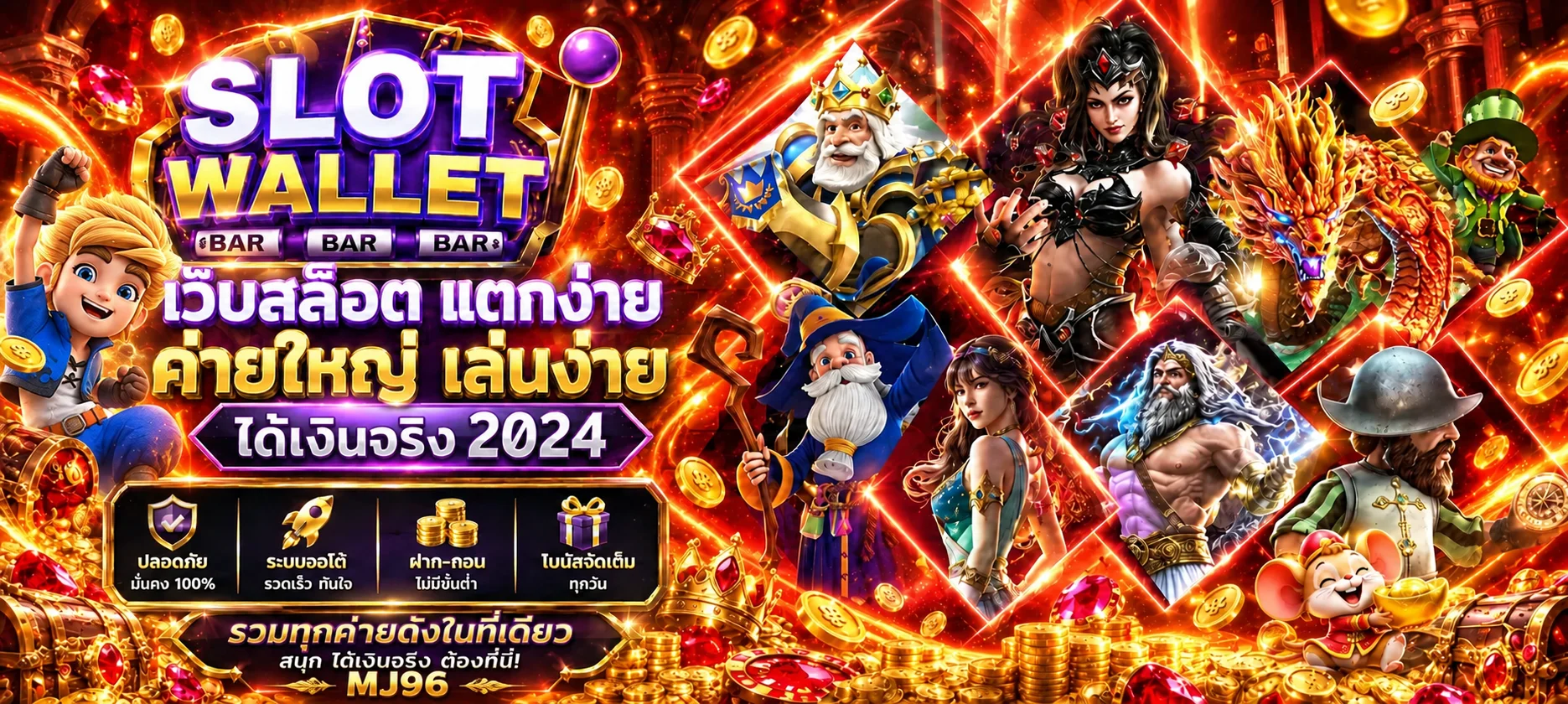 แบนเนอร์ MJ96 สล็อตรวมค่ายเกมยอดนิยม